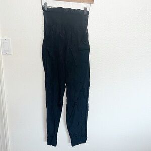 Free People Movement The Way Home Black Nylon Slim Relaxed Fit Joggers